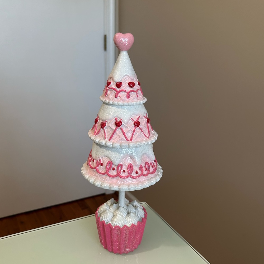 Valentines Day Heart Tree 13" Cupcakes and Cashmere Icing Frosted Glitter Decor
